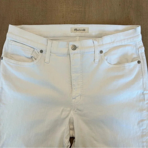 Madewell 9" High Rise Skinny Jeans White Size 31 Raw Hem Style# C1741 - Picture 3 of 12